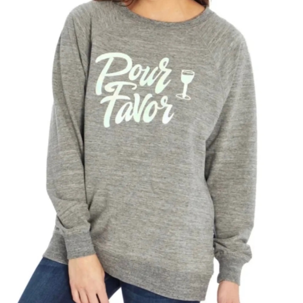 Wildfox Pour Favor Heather Gray Sweater Size Extra Large